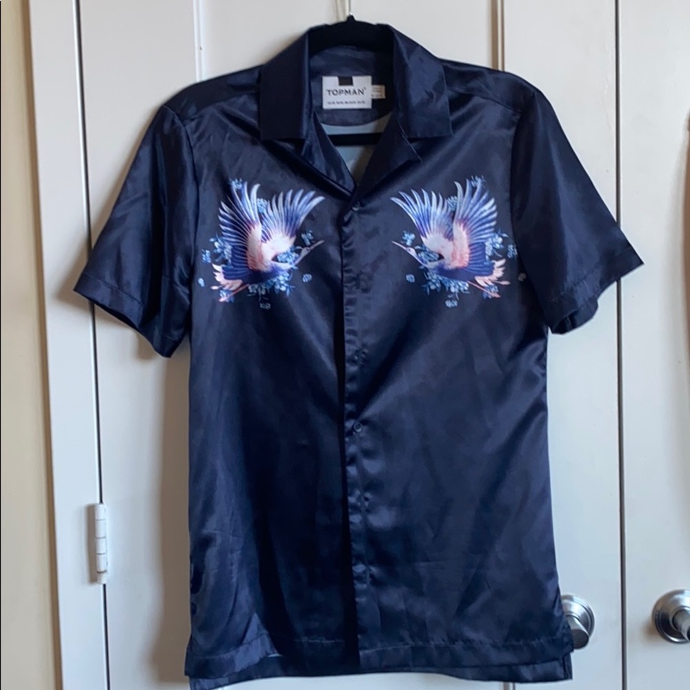 Topman graphic print bowling shirt